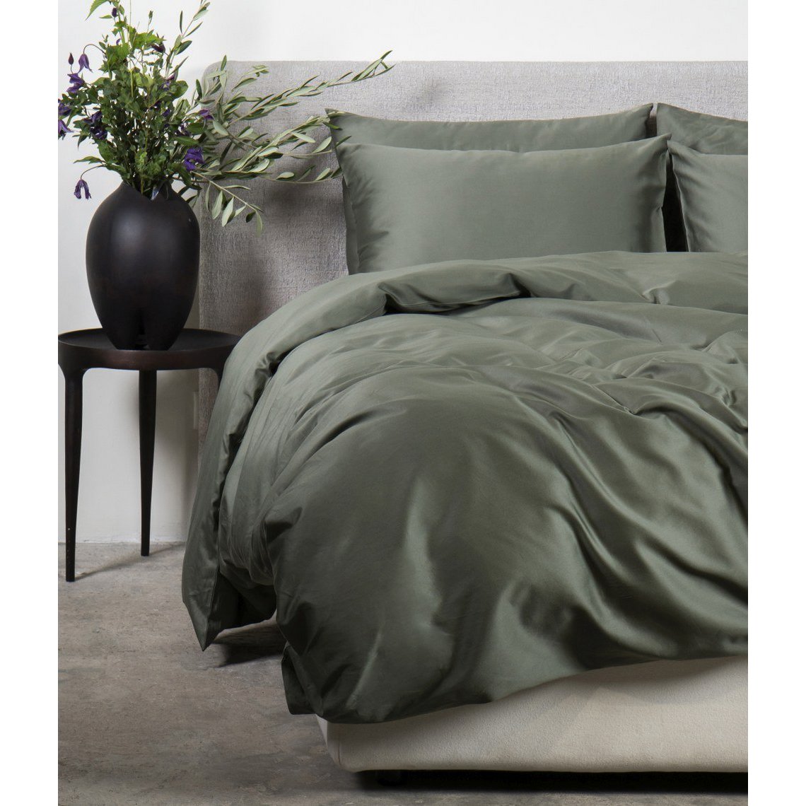Satijnen beddengoedset Solid Green Tree