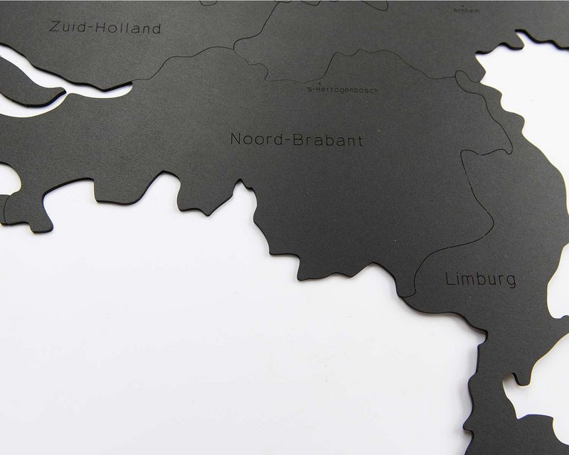 Mapa de madera del país - Países Bajos - HDF negro