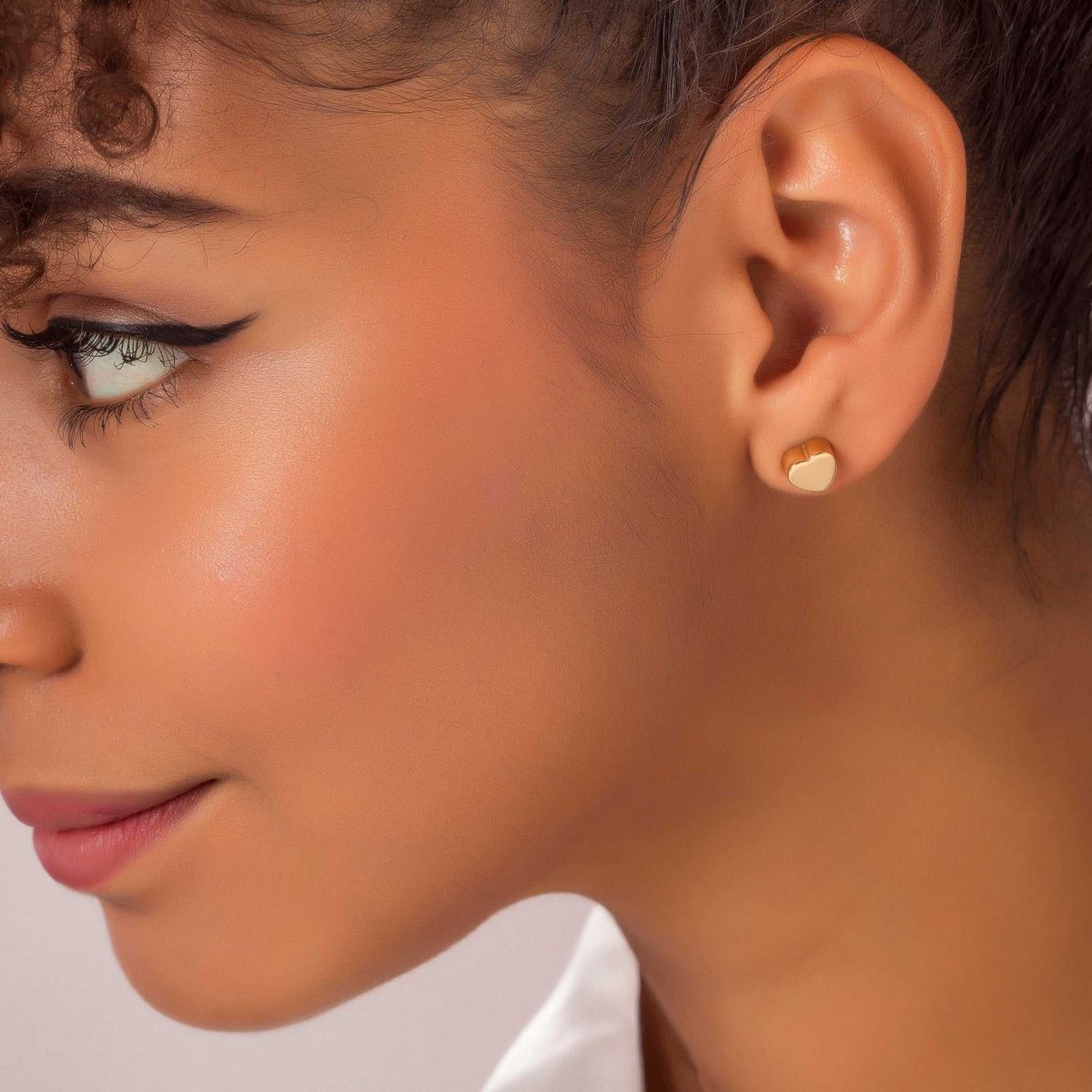 Cube Heart Gold Plated Earrings