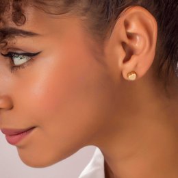 Cube Heart Gold Plated Earrings