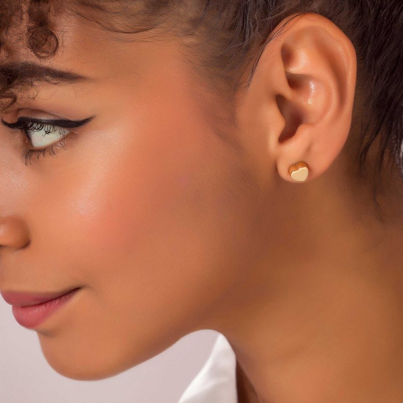 Cube Heart Gold Plated Earrings