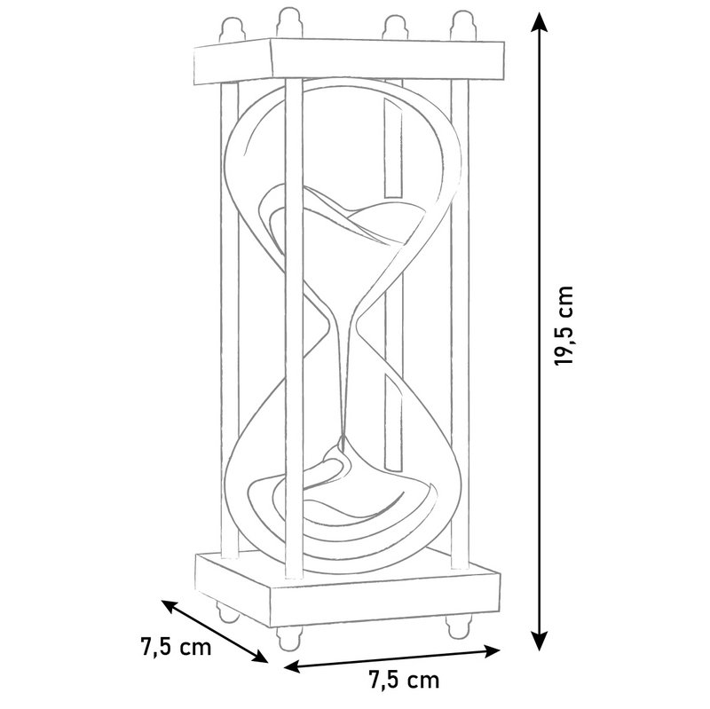 Edle Sanduhr Chronometrie I Dekorative Sanduhr aus Glas mit feinem schwarz-schimmernden Sand veredelt mit goldenen Seitstützen