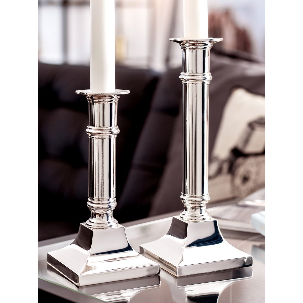 EDZARD candeliere Kent candeliere, elegante argentato, antiappannamento, altezza 21 cm
