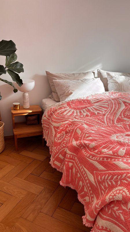 CALMA muslin blanket - coral - 2.20 x 2.30 m
