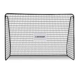  Black football goal with net, rectangular shape, sports training equipment for outdoor play.