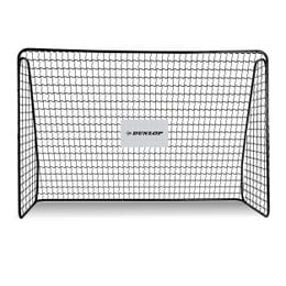 Black football goal with net, rectangular shape, sports training equipment for outdoor play.