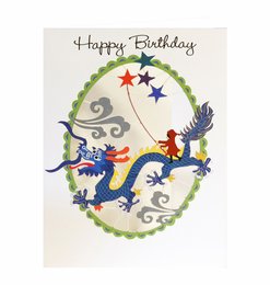 Forever Cards Laser -Cut Wenskaart - Kinesisk drage (tillykke med fødselsdagen)