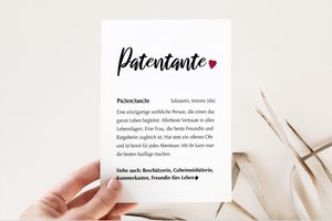 Karte Definition Patentante mit Umschlag