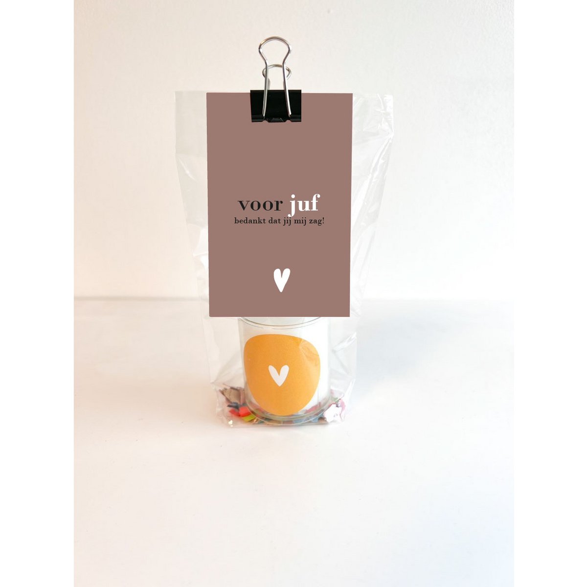 Cadeauzakje kaarsje - Voor juf