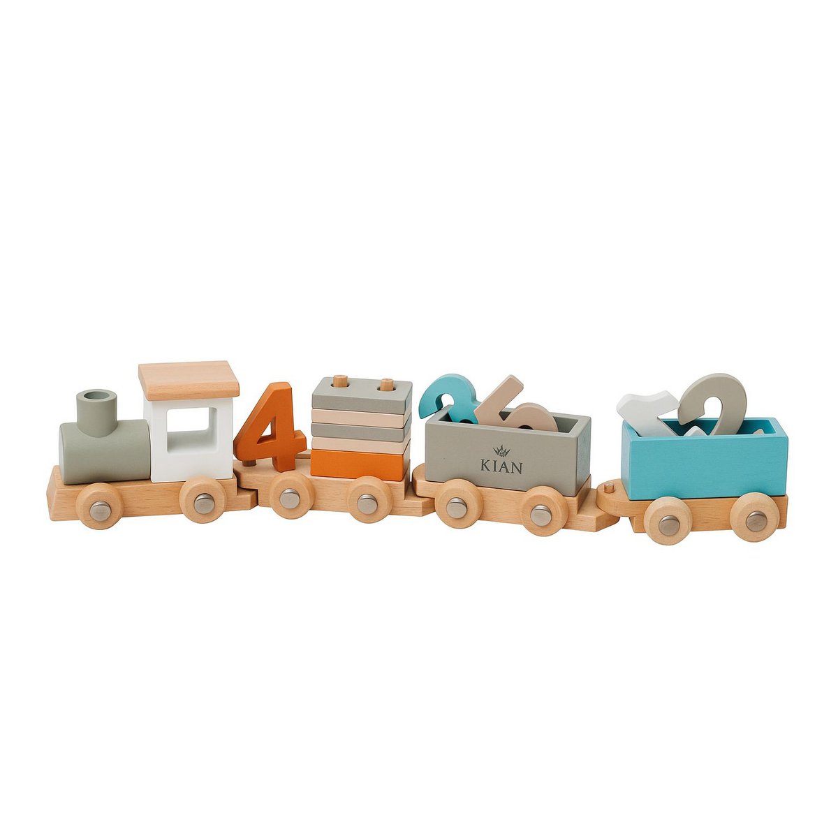KIAN Family: Wooden locomotive with building blocks