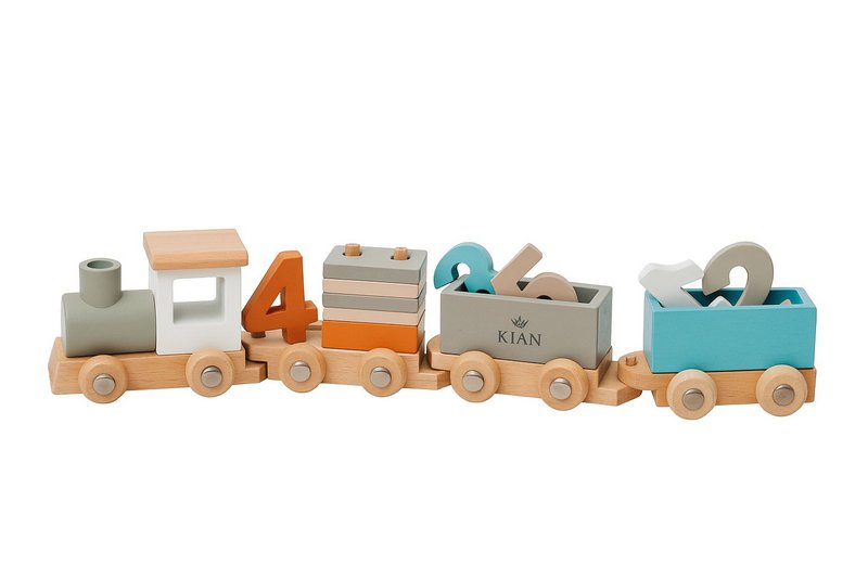 KIAN Family: Wooden locomotive with building blocks