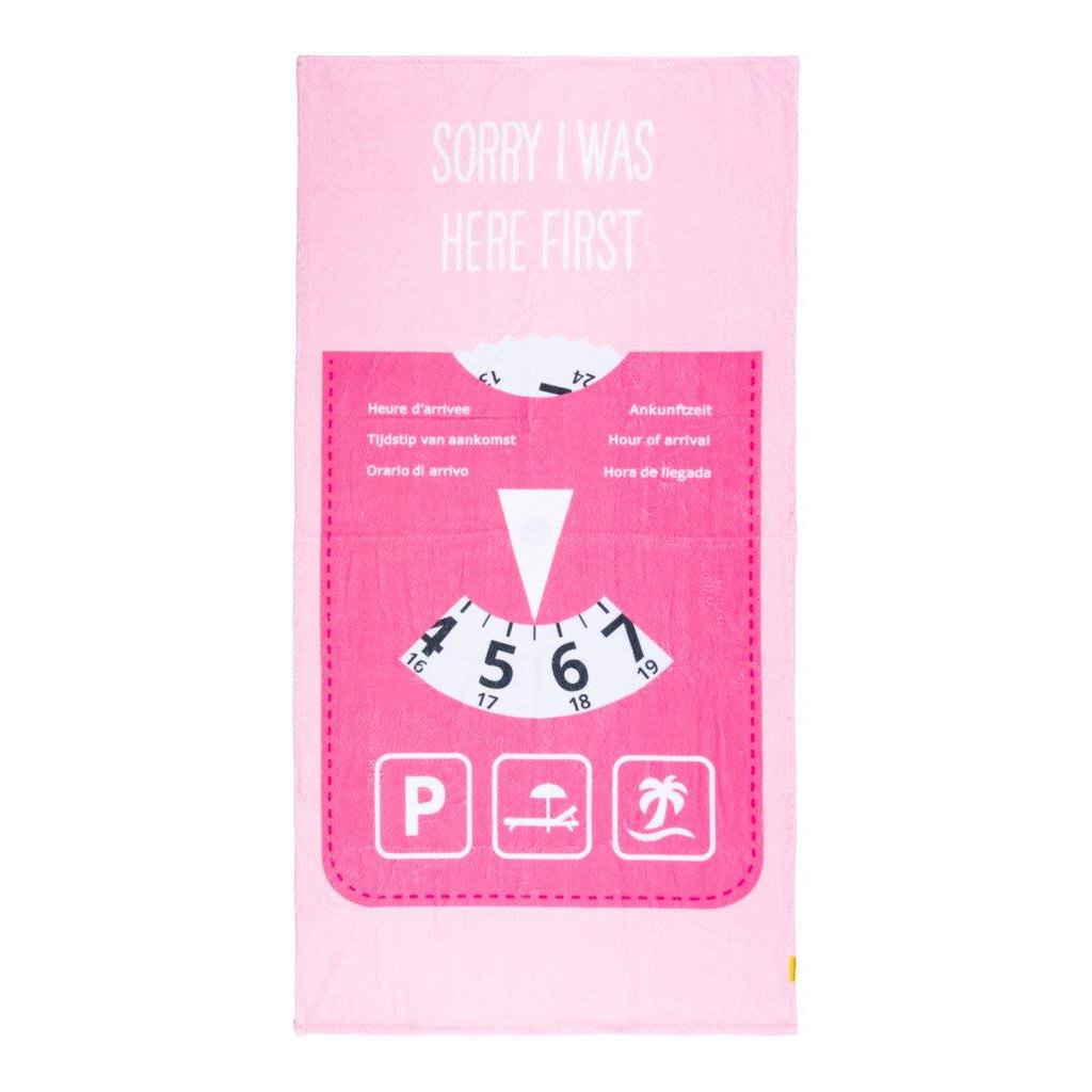 Beachtowel 'SORRY I WAS HERE FIRST' + Parking Disc Pink