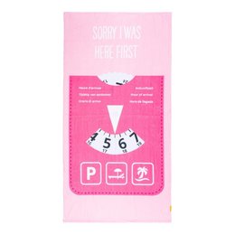 Beachtowel 'UNDSKYLD JEG VAR HER FØRST' + Parkeringsskive Pink