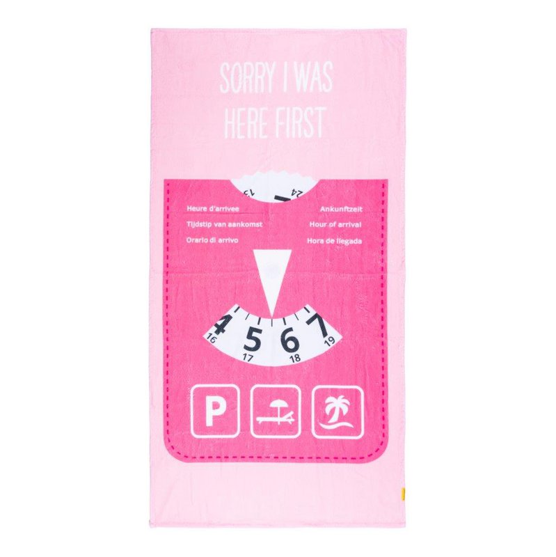 Strandtuch 'SORRY I WAS HERE FIRST' + Parkscheibe Pink