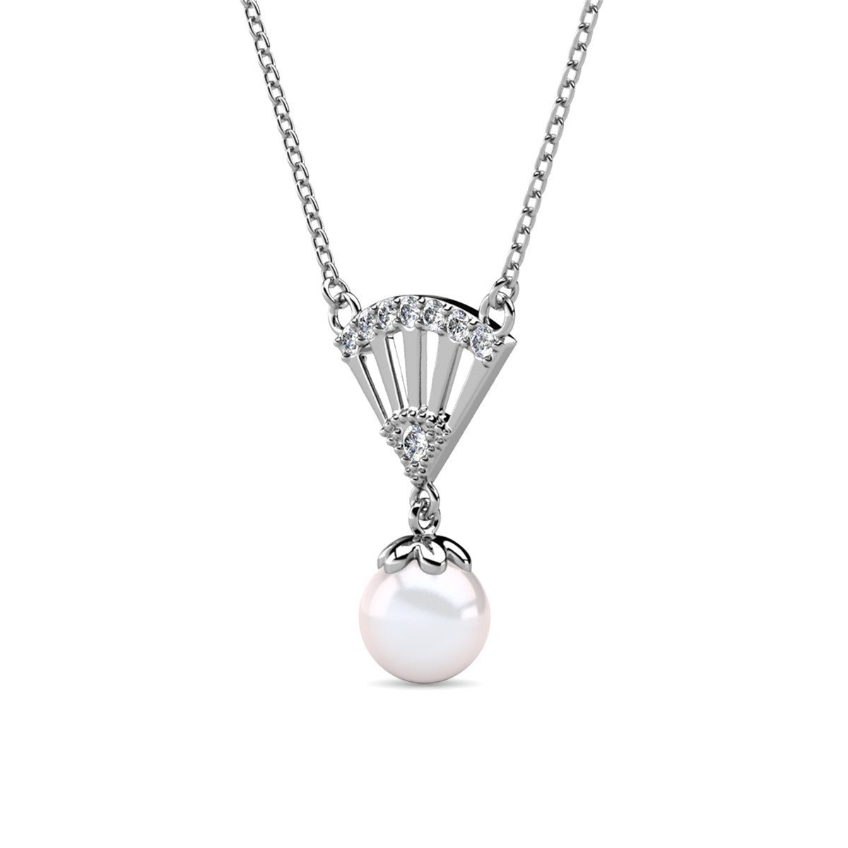 Ingride Pearl Pendants - Silver and Crystal