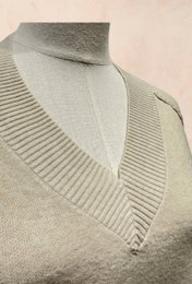 Jersey punto canalé manga larga cuello pico - Viscosa - 1336