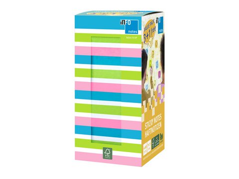 Info Notes 75x75mm 400 vel voordeelpak 3+1 Gratis 100x briljant blauw 50x wit