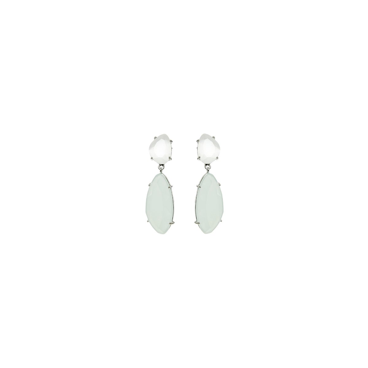 Starlight Droplets Earrings | Silver Milky Aqua