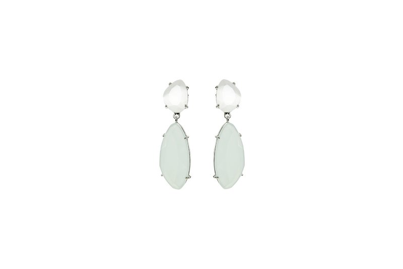 Starlight Droplets Earrings | Silver Milky Aqua