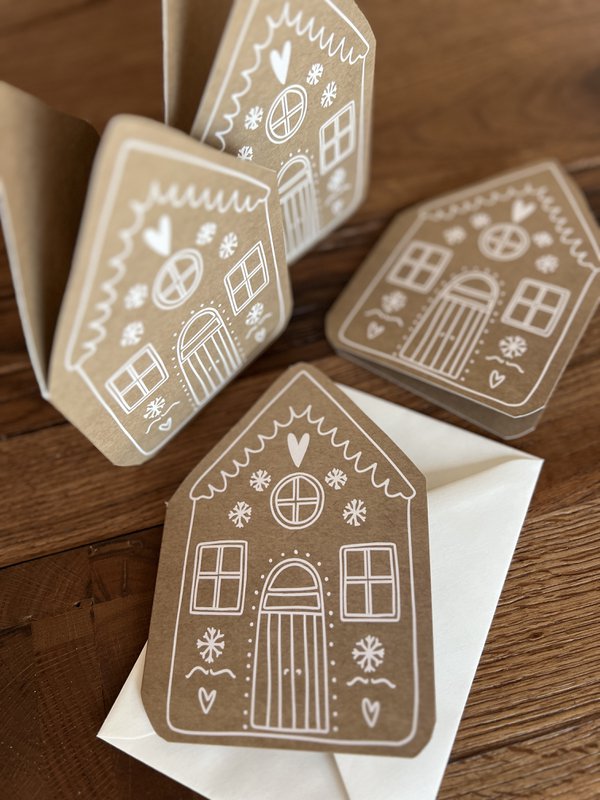 Christmas card folding card gingerbread house
