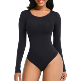 Body Shapewear - Nero - Scollo tondo - Manica lunga