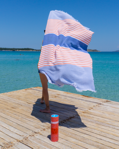 TOWEL TO GO BALI Cotton Beach Towel 180x100 cm | Spa Sauna Towel | Royal / Orange | with Gift Box