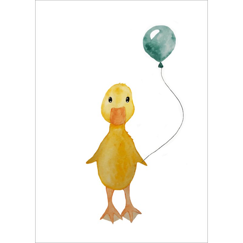 Ansichtkaart - Eend met ballon