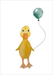 Postkarte - Ente mit Ballon