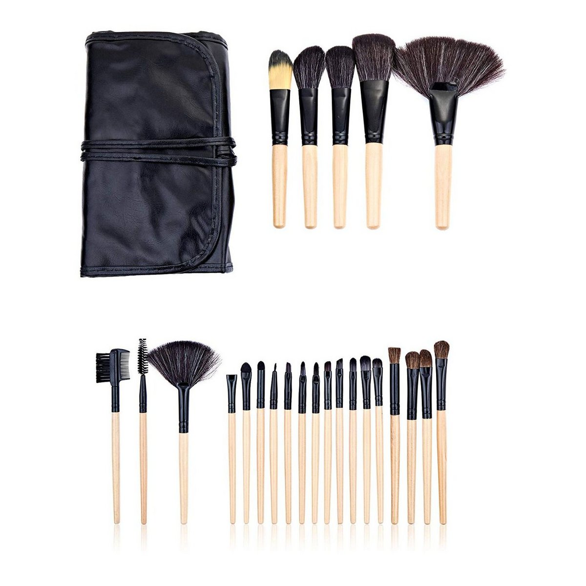 24 black professional makeup brushes with copy bag