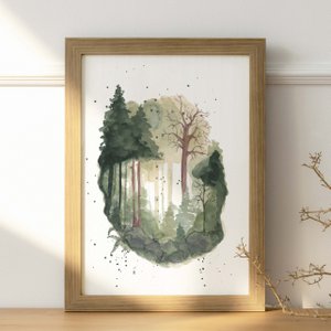 Das Waldposter – Illustration Alpen, Wein & Aquarell (A4 und Postkarte)