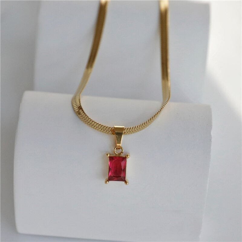 Cassidy - Snake Chain Crystal Charm Necklace