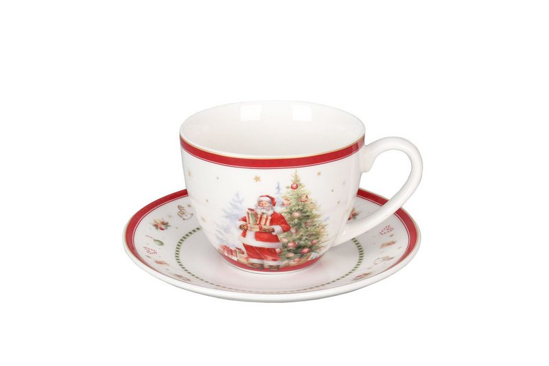 Taza de porcelana con platillo Happy Santa 250 ml Isabelle Rose