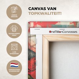 Canvas schilderij - Wanddecoratie Graffiti - Rozen - Handen - Street art - Muurdecoratie woonkamer - Slaapkamer decoratie - Kamer accessoires - Schilderijen op canvas
