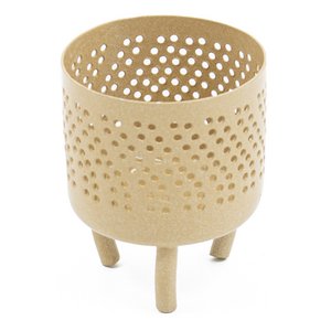 Waxine holder on feet metal beige