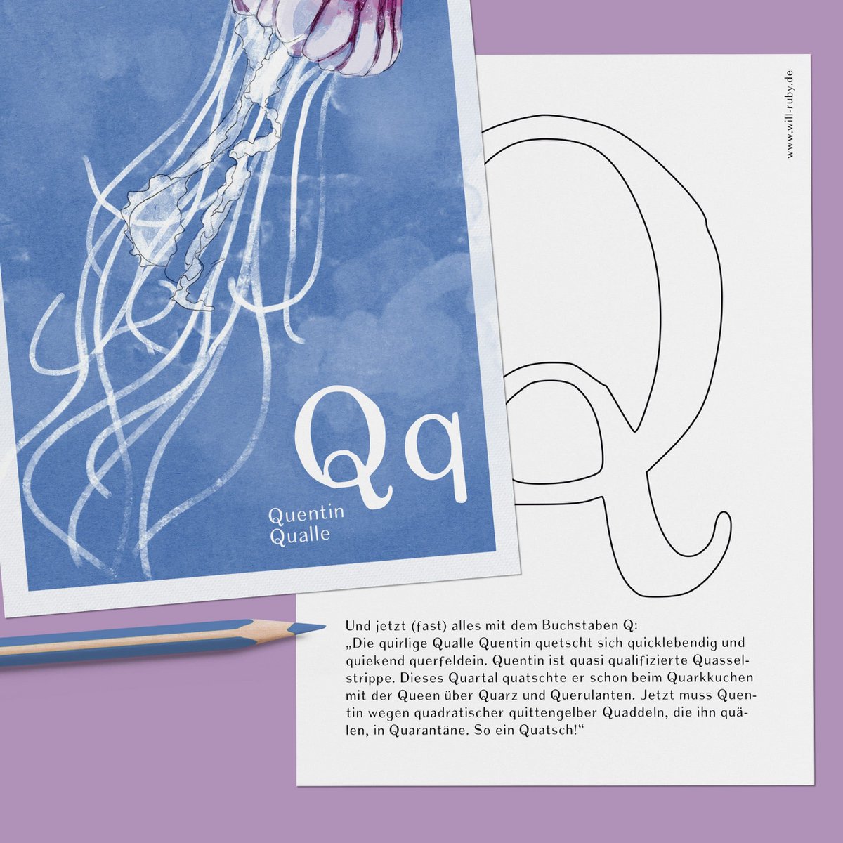 ABC Karte - Q wie Quentin Qualle