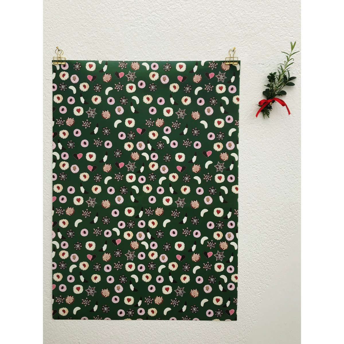 Papier cadeau pour biscuits vert