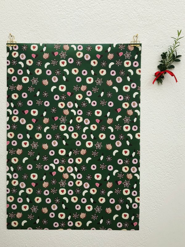 Papier cadeau pour biscuits vert
