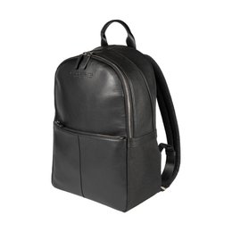 RB2001A | Netbook/Tablet Backpack in Nylon/Genuine Leather, with light grain. Zipper closure and adjustable shoulder straps - Black color - Dimensions: 27 x 38 x 14 cm. Packaging: Non-woven fabric bag