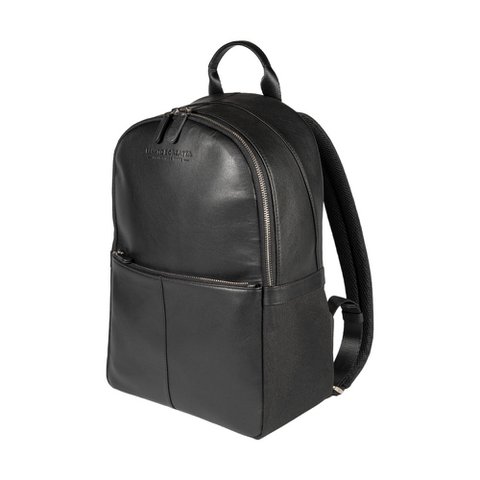 RB2001A | Netbook-/tabletrugzak van nylon/echt leer, met lichte nerf. Ritssluiting en verstelbare schouderbanden - Zwarte kleur - Afmetingen: 27 x 38 x 14 cm Verpakking: Tas van niet-geweven stof