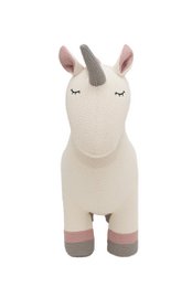 Weißes Maxi-Einhorn-Plüschtier aus 100 % Baumwolle, 110 x 33 x 83 cm