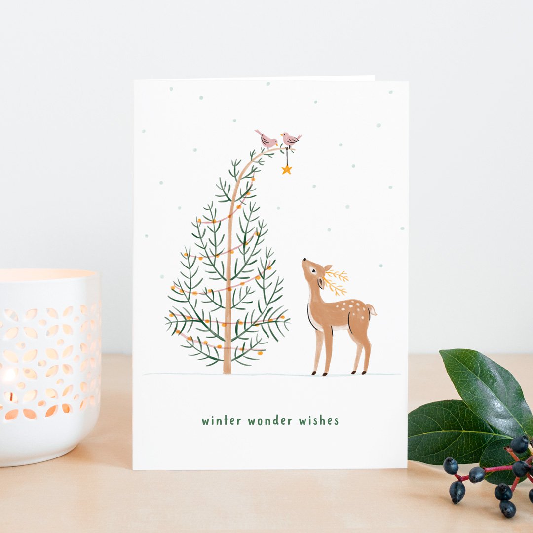 Weihnachtskarte | Hirsch | Waldtiere