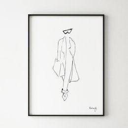 Línea de escultura de mujer a la moda tardía Lámina artística