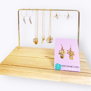 Jewelry display rack copper & wood