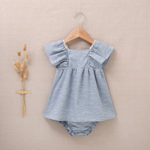 Babymeisjesjurkje in blauw met bijpassend slipje F52-21208292