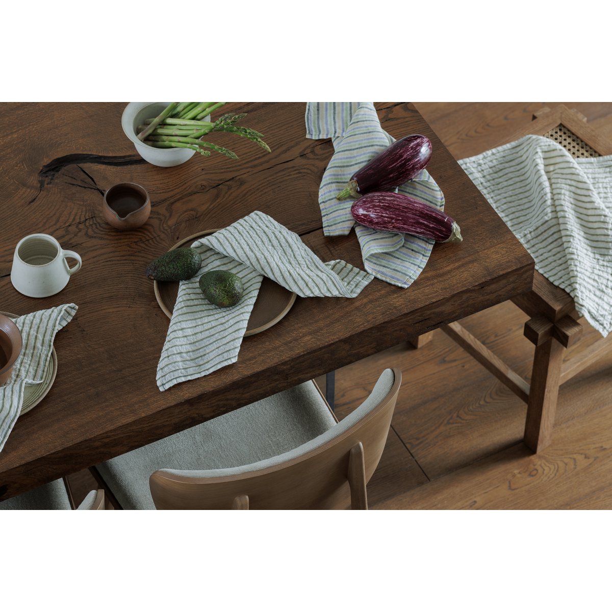 Servetten Lila strepen (set van 2 stuks) / 100% linnen