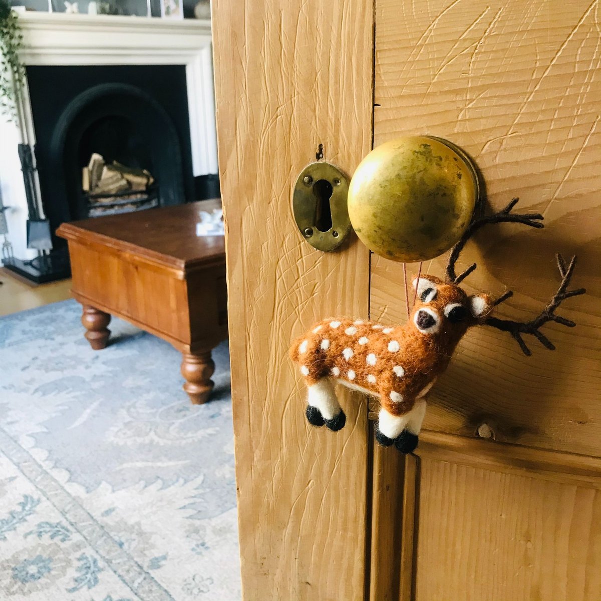 Handmade Felt Brown Stag Biodegradable Hanging Decoration