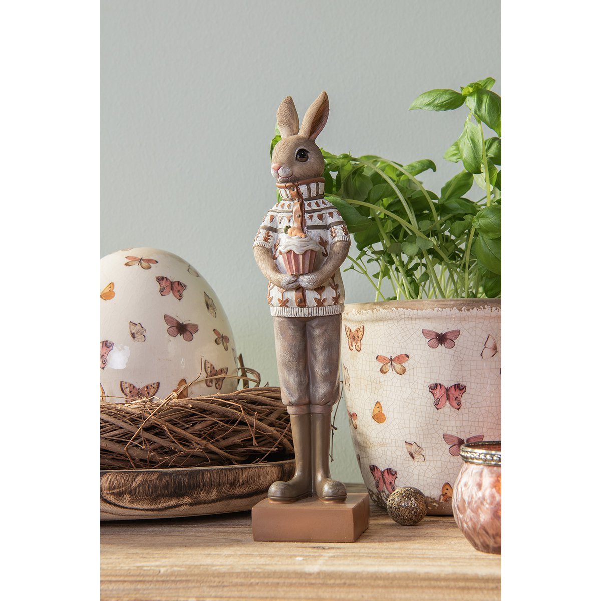 Hasenstatue 28 cm Braun Beige Polyresin
