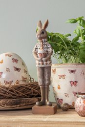 Hasenstatue 28 cm Braun Beige Polyresin