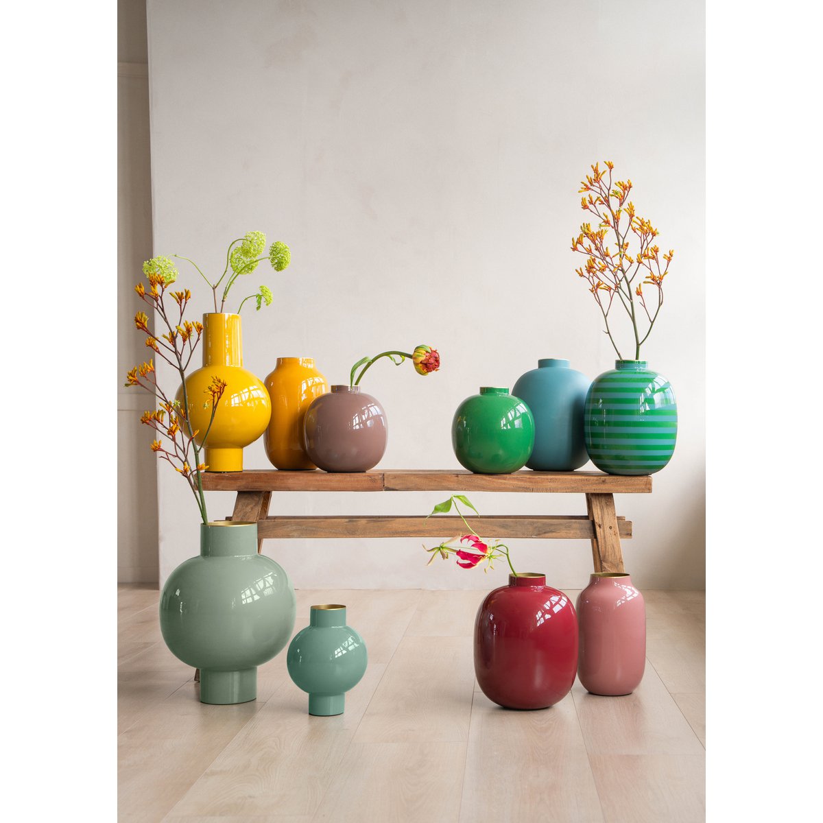 Vase Metal Oval Yellow 30cm