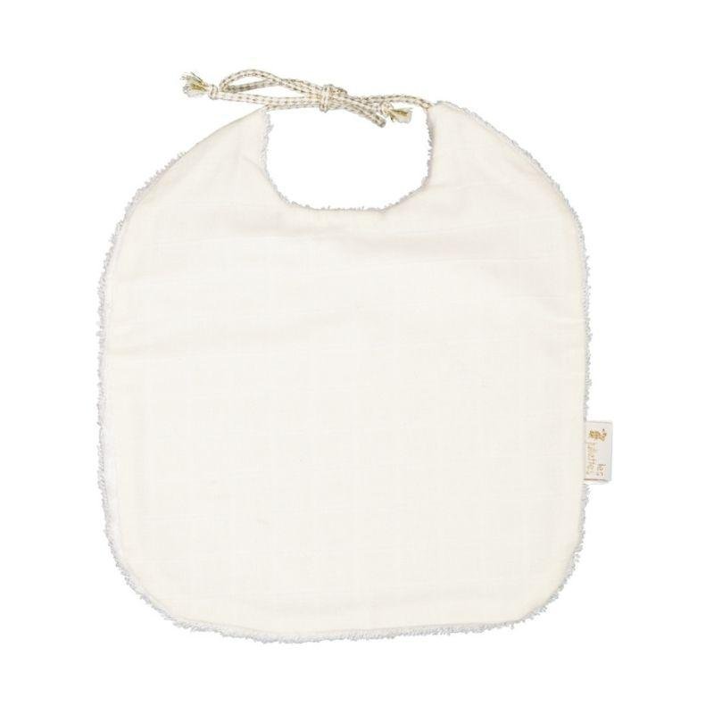 Off-white muslin newborn bib